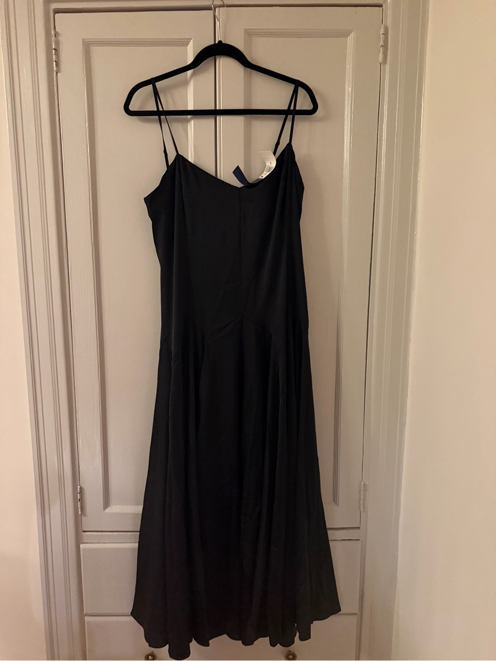 Ralph Lauren Black Maxi Slip Dress with Thin Spaghetti Straps